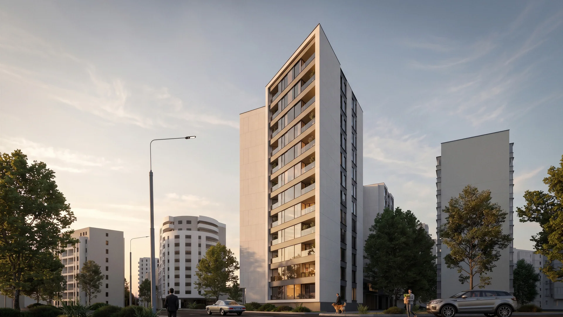 Vedere exterioara a ansamblului Plaza Towers